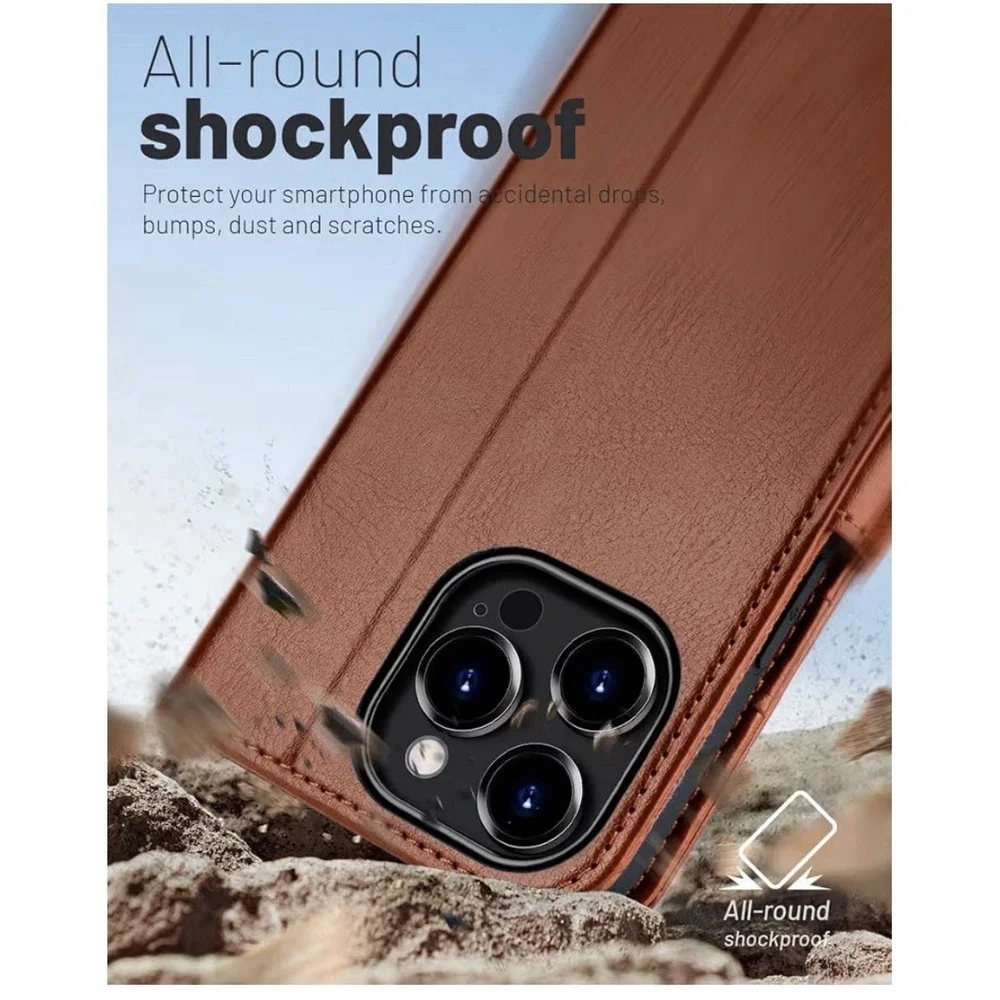 iPhone 15 Pro DjBear Case With Magnetic Card Holder (brown), [D]